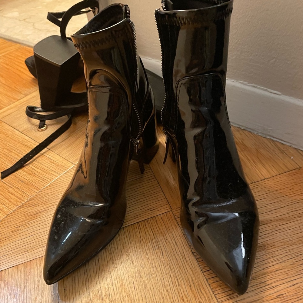Patent leather boots